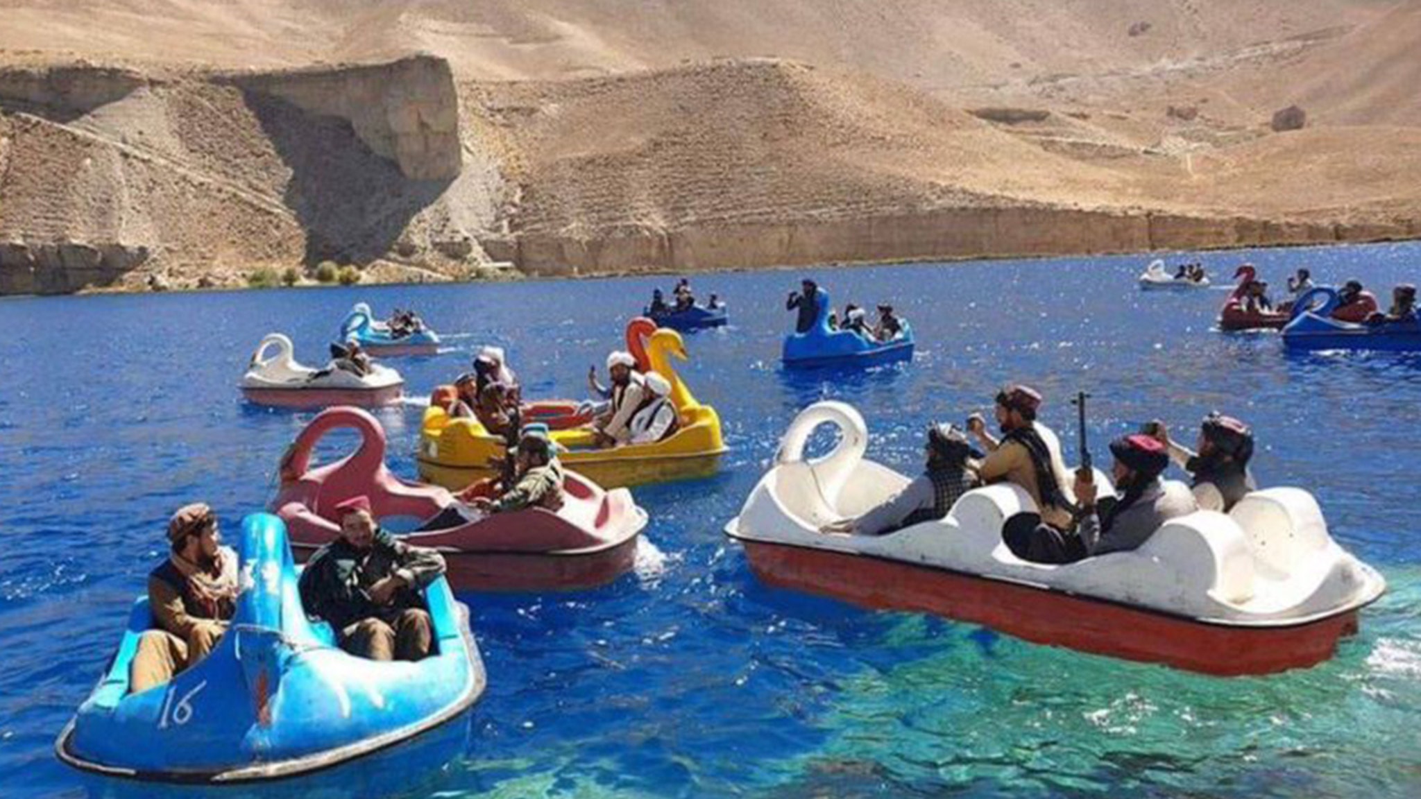 Taliban Pedal Boating with Assault Rifles in Afghanistan National Park