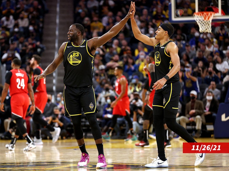 Jordan Poole and Draymond Green On The Court