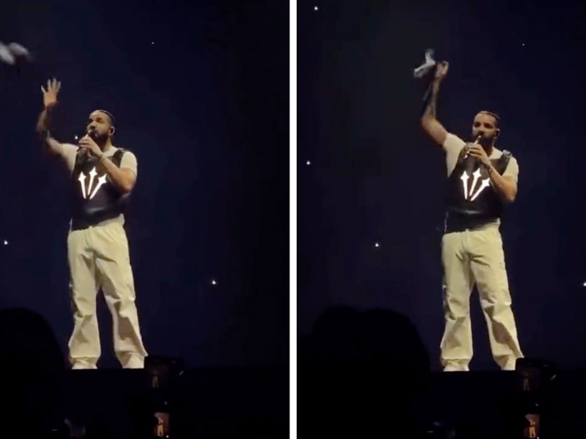 Drake defends a fan at his concert after they got into a confrontation with  another concertgoer over a towel the rapper threw into the crowd