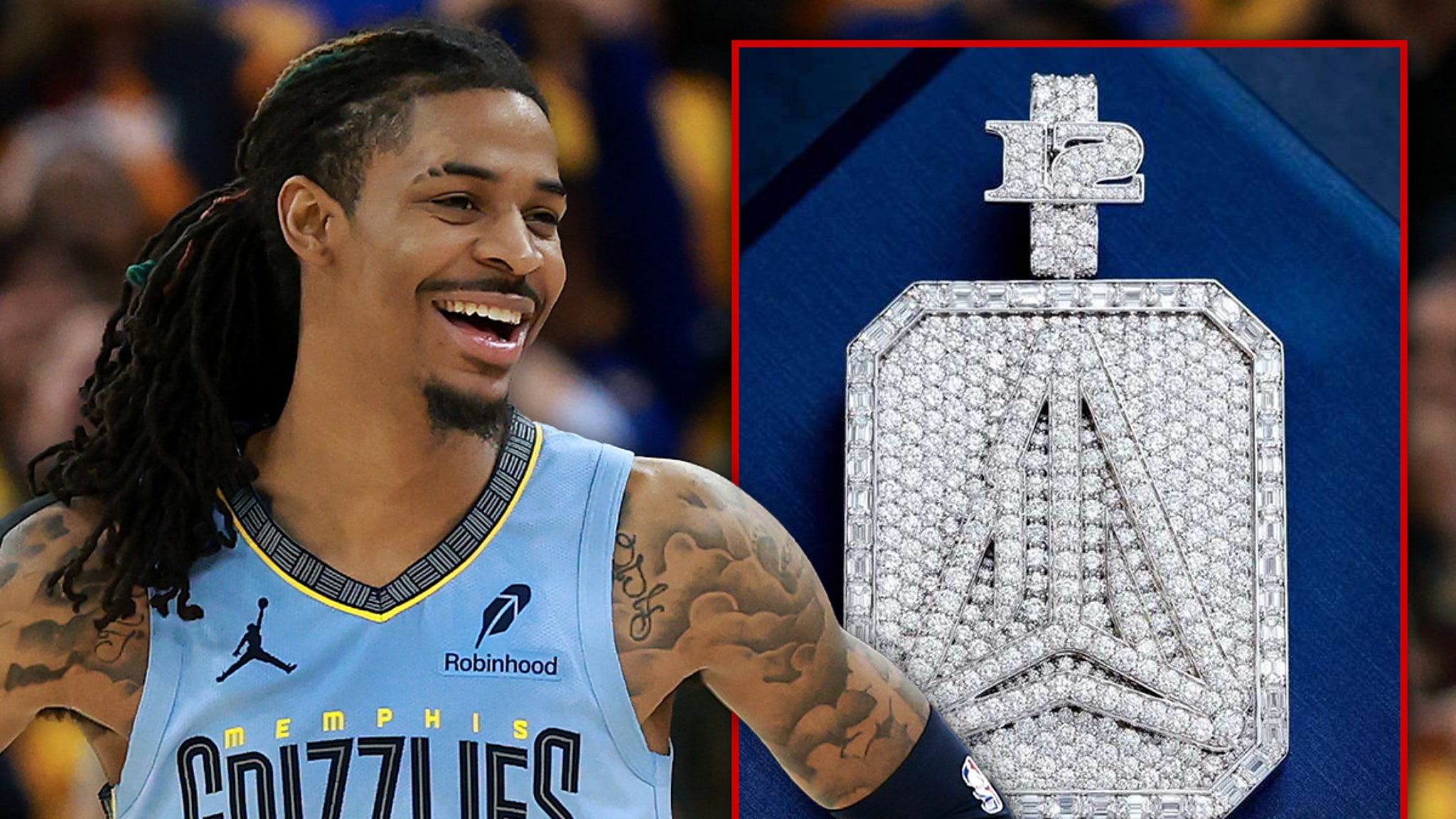Ja Morant Cops 0K+ Iced-Out Chain Featuring Logo, 63 Carats of Diamonds!