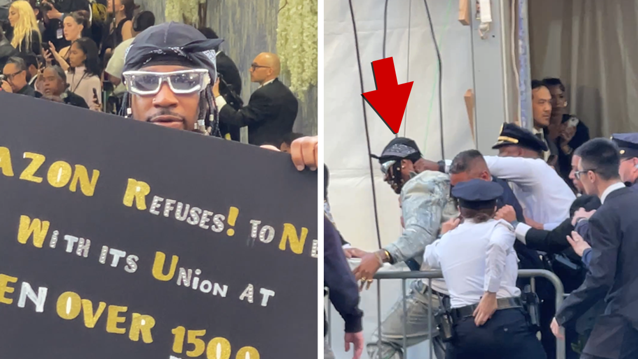 Amazon Protester Swarmed by Cops Outside Met Gala, New Video