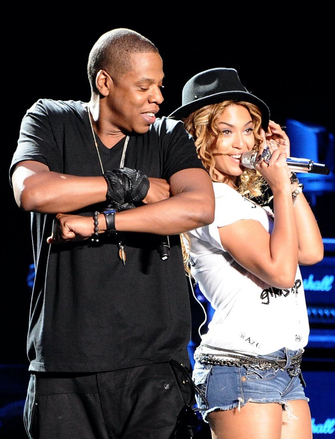 2010: Jay-Z and Beyonce Knowles perform together during day 1