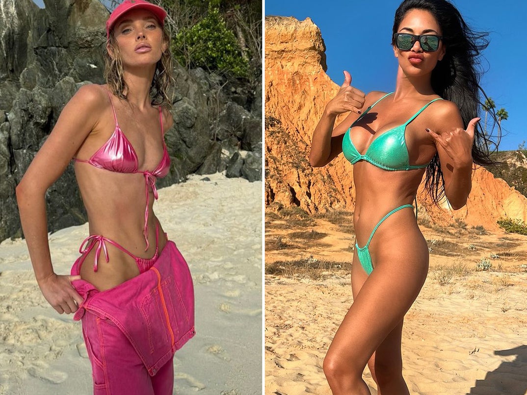 Elsa Hosk vs. Nicole Scherzinger -- Metallic Bikinis Edition