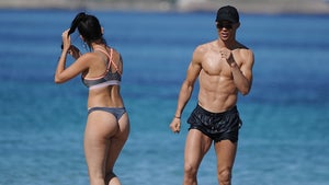 Cristiano Ronaldo and Baby Mama In Thong Bikini Hit the Beach in Ibiza