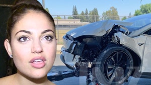 Actress Inanna Sarkis Wrecks Tesla and Fence in Solo Crash