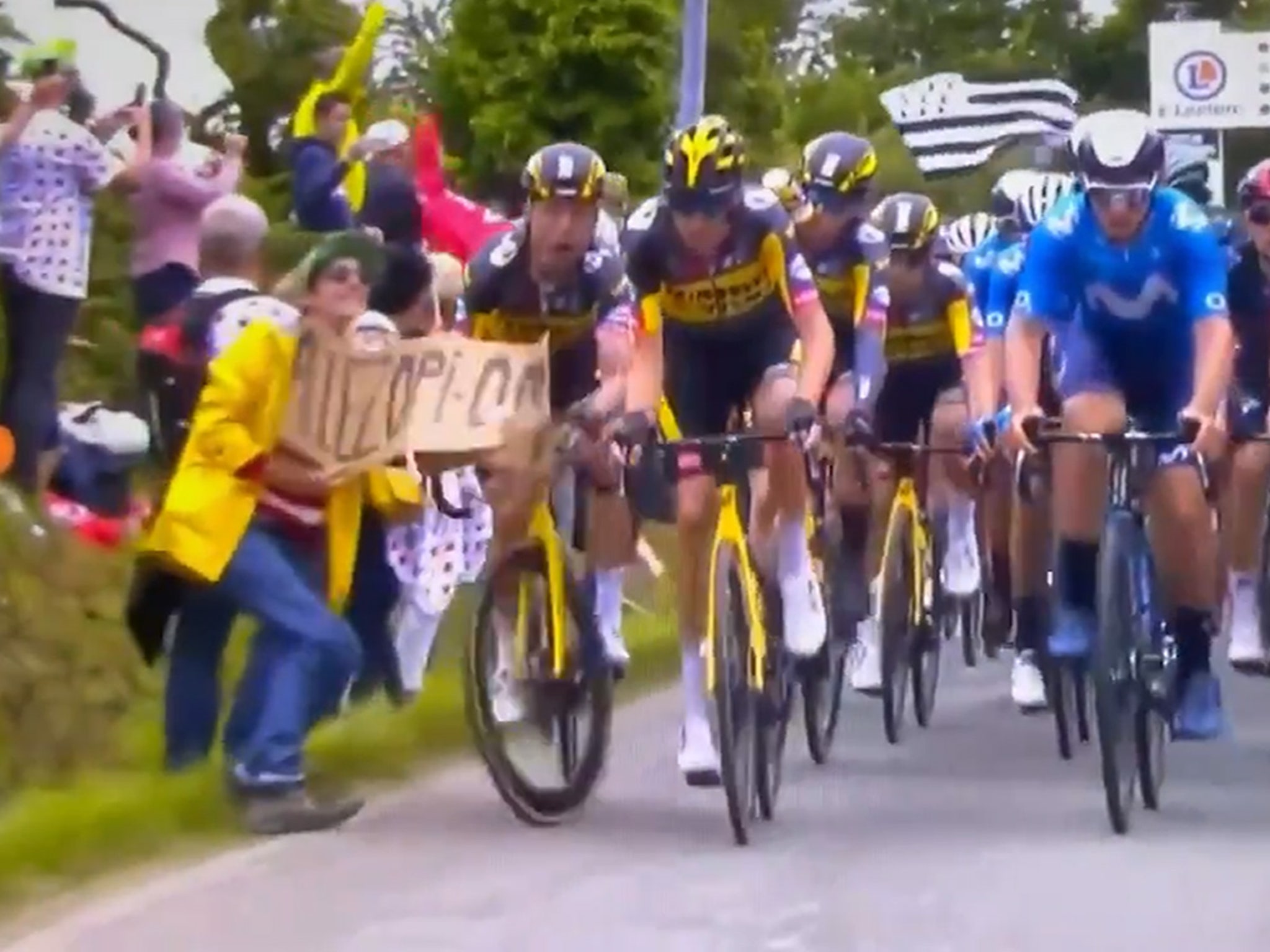 Tour De France 2021 Massive Pileup Caused By Spectator's Sign