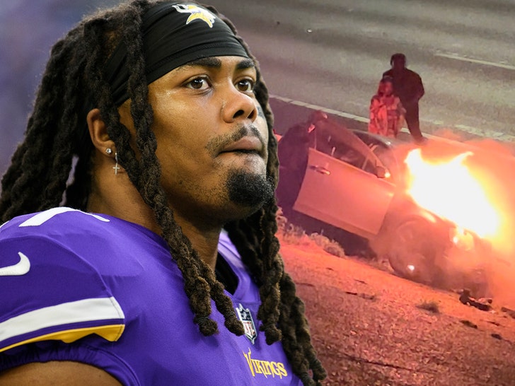 Vikings' receiver KJ Osborn helps rescue man from burning car