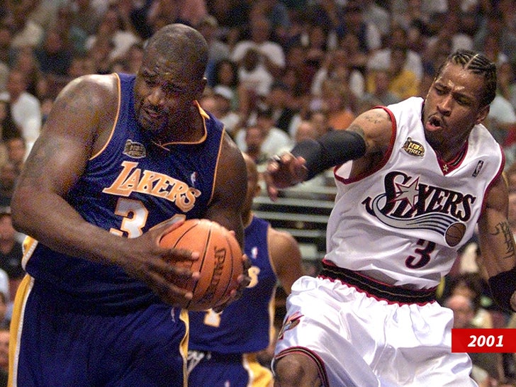 Shaquille O'Neal Allen Iverson para cima Getty Swipe 2