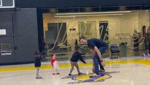 Kobe Bryant's Daughters Play Basketball With Pau Gasol At Lakers Facility