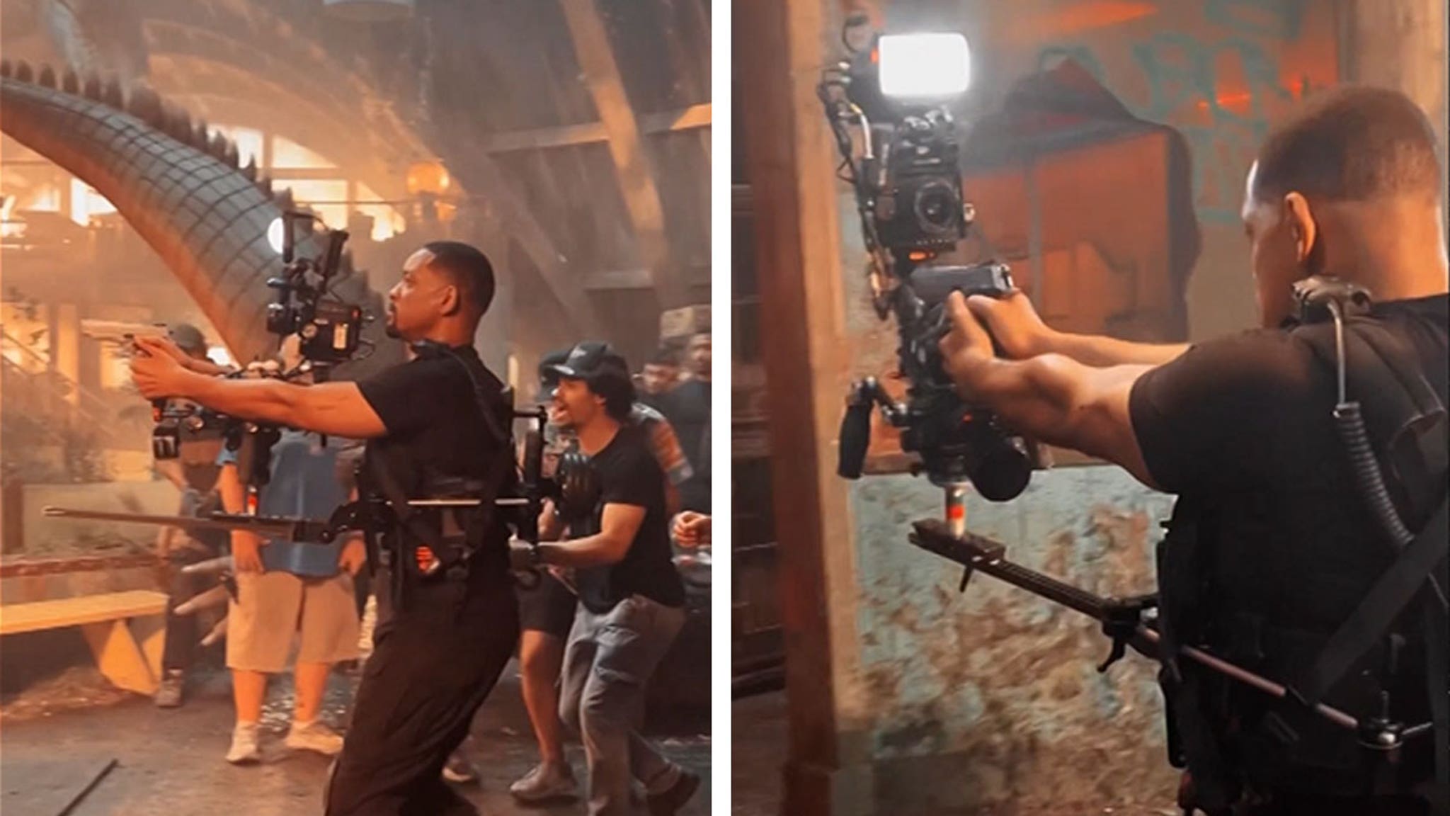 Will Smith Handles Gun, Camera at Same Time In 'Bad Boys 4' Behind the Scenes