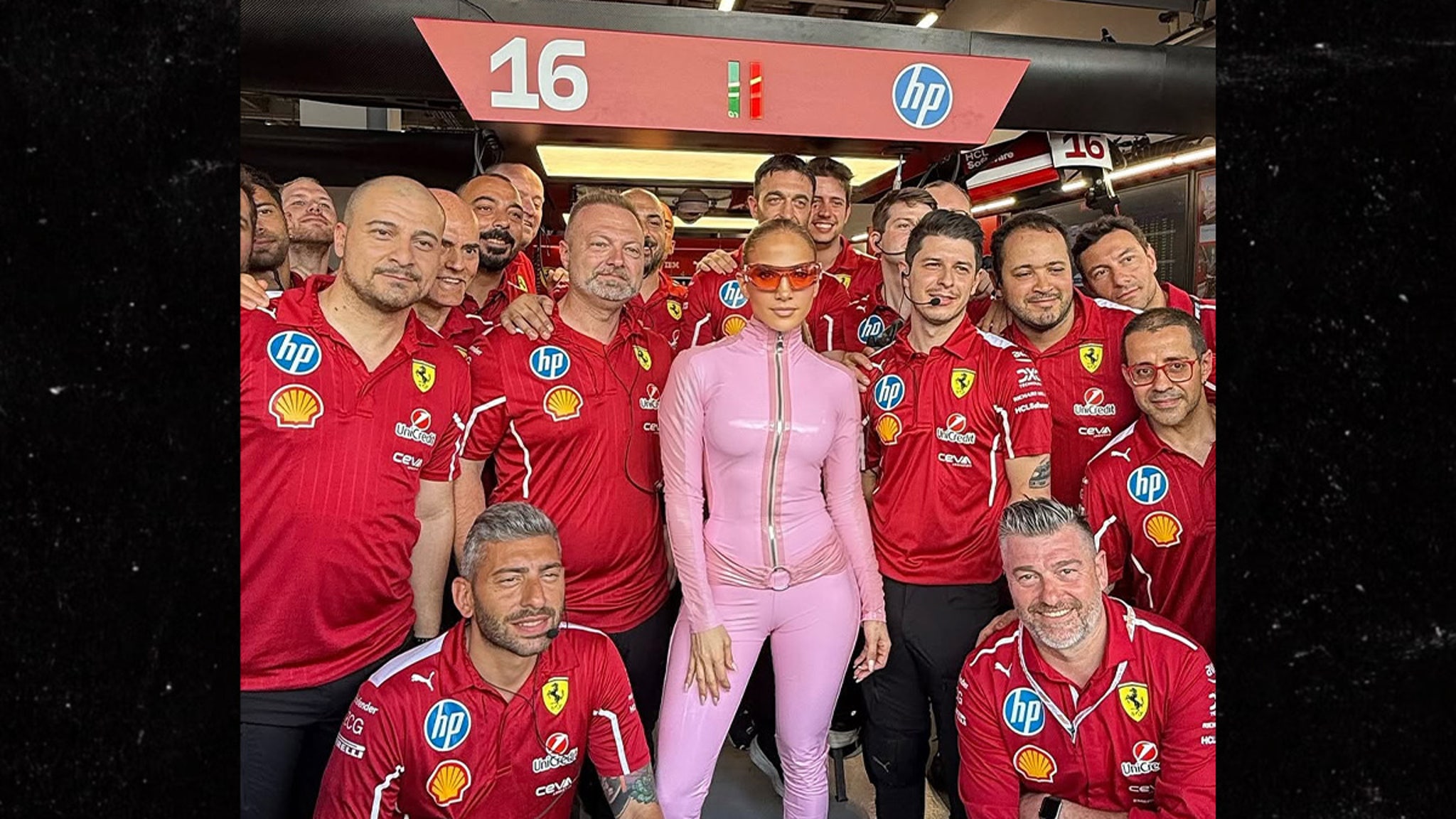 Jennifer Lopez Stuns in Sexy Pink Catsuit at F1 Grand Prix