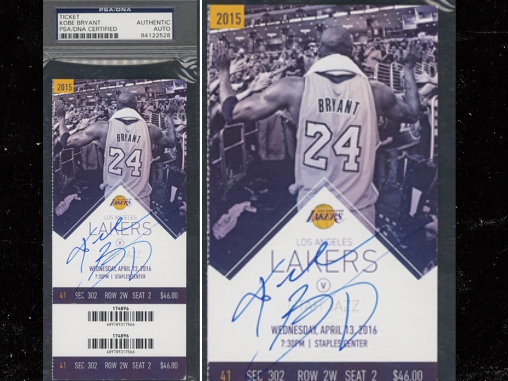 Sold at Auction: 2015-16 KOBE BRYANT FINAL SEASON TICKET Last Game
