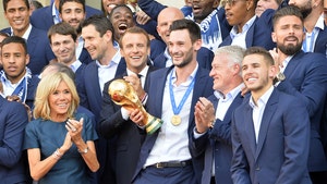France Soccer Team Parties In Paris With President, Hold Our Trophy!!
