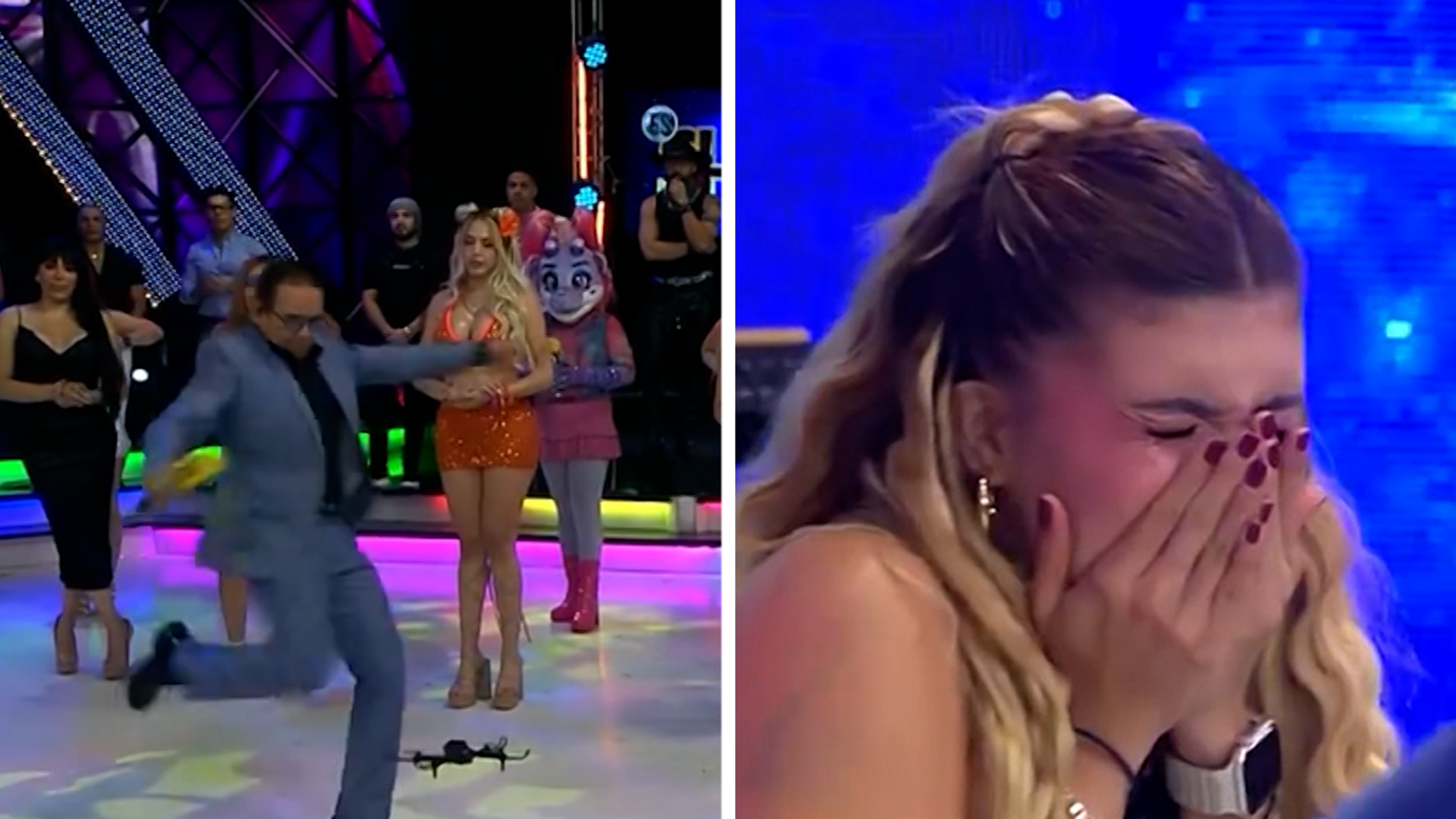 Mexican TV Host Accidentally Kicks Drone Into Model's Face, on Video