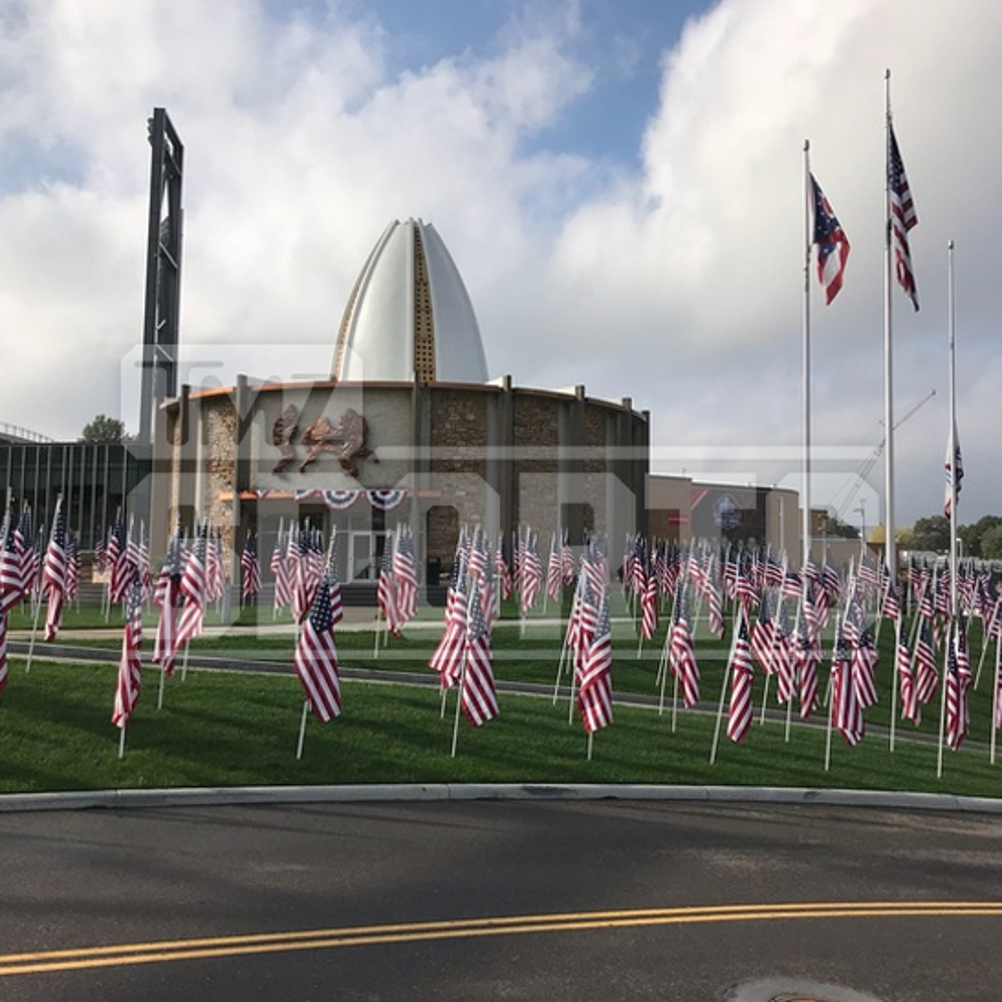 Pro Football Hall of Fame Plants 300 U.S. Flags on Front Lawn