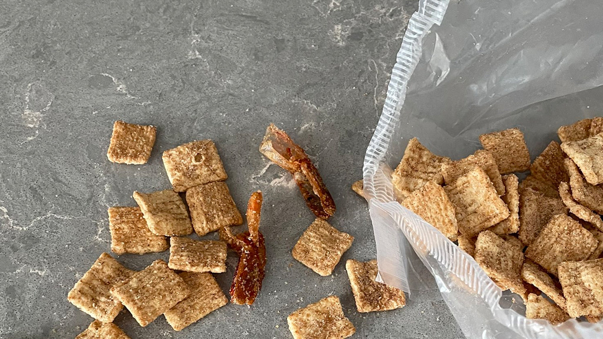 Shrimp tails and other goodies allegedly found in cinnamon toast sandwiches