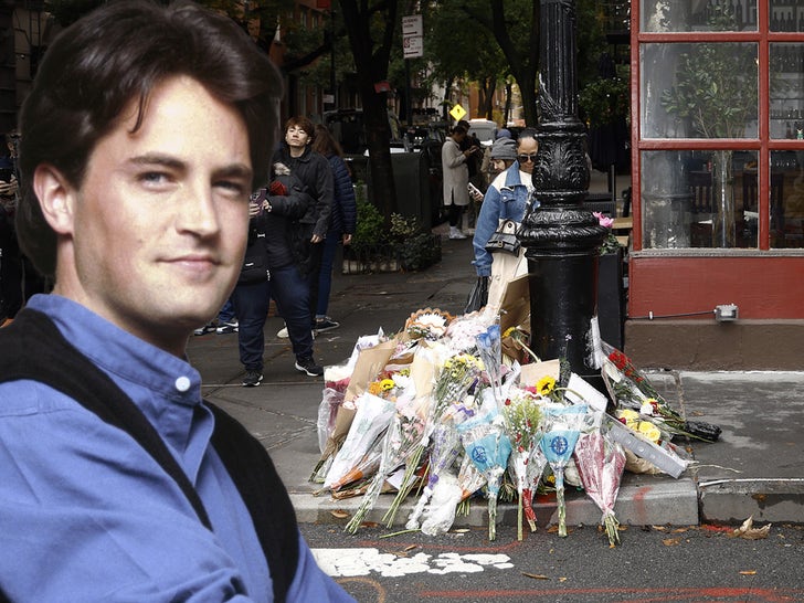 Matthew Perry Memorial Outside Of 'Friends' Apartment In NYC