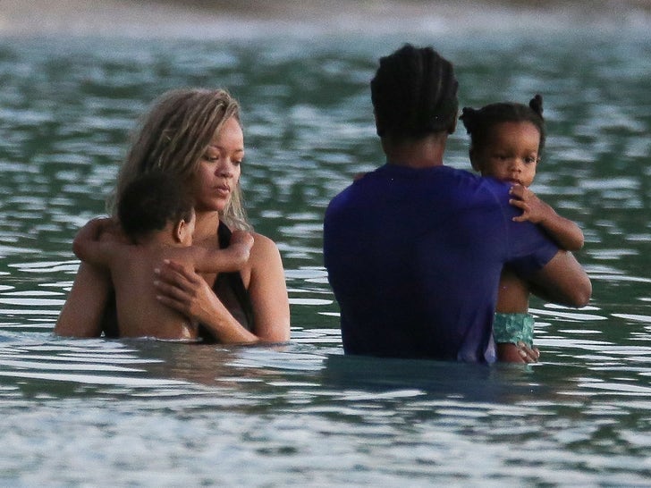 Rihanna Hits Barbados Beach with A$AP Rocky and Sons