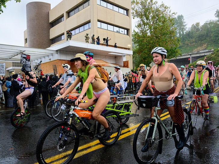 naked protest bicyclists in portland against ICE getty 5