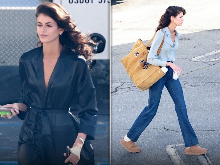 Kaia Gerber On Set for 80's-Inspired Role