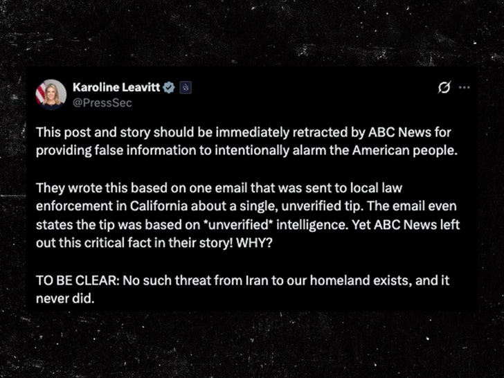 karoline leavitt tweet about california threat