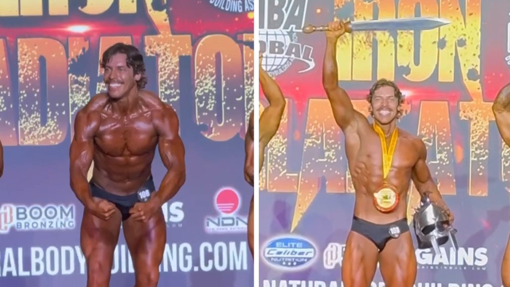 Arnold Schwarzenegger’s zoon Joseph Baena wint INBA-titel