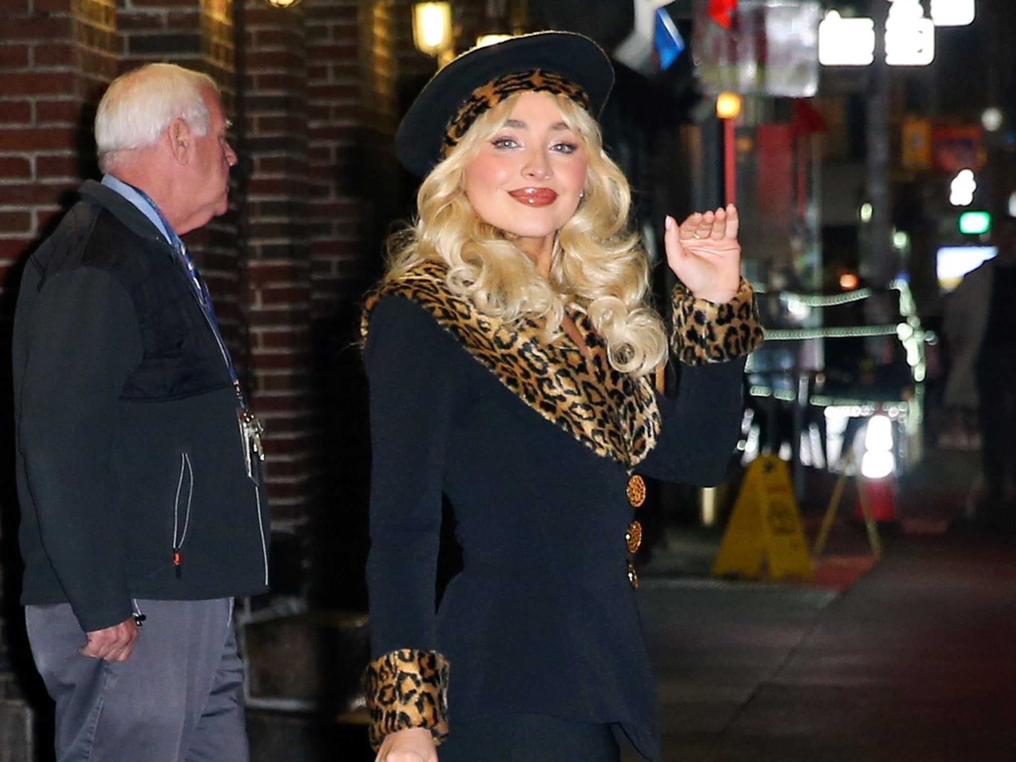 Sabrina Carpenter's LBD With Leopard Print Fur