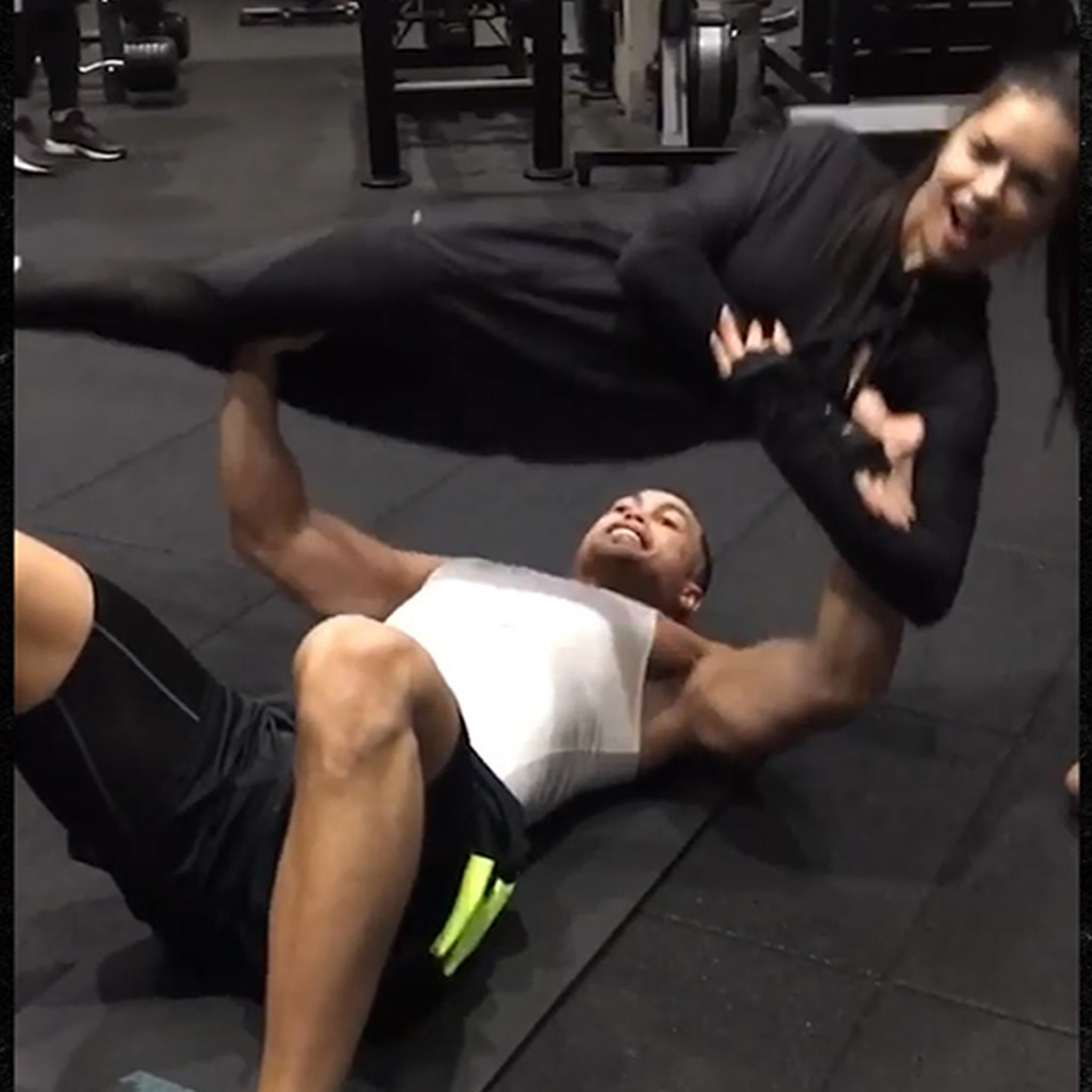 Giancarlo Stanton Bench Presses Adriana Lima In Insane Workout Video