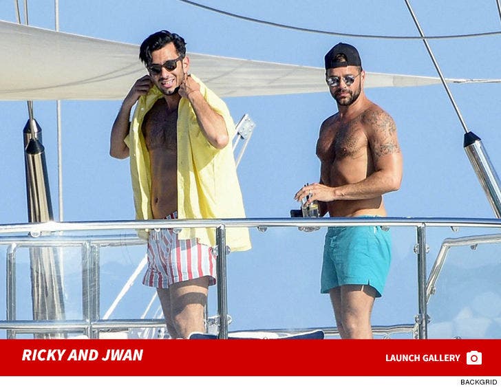 Ricky Martin And Jwan Yosef On A Yacht In Sardinia