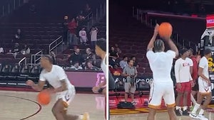 Bronny James Warms Up Before USC Game, LeBron Says Return Near