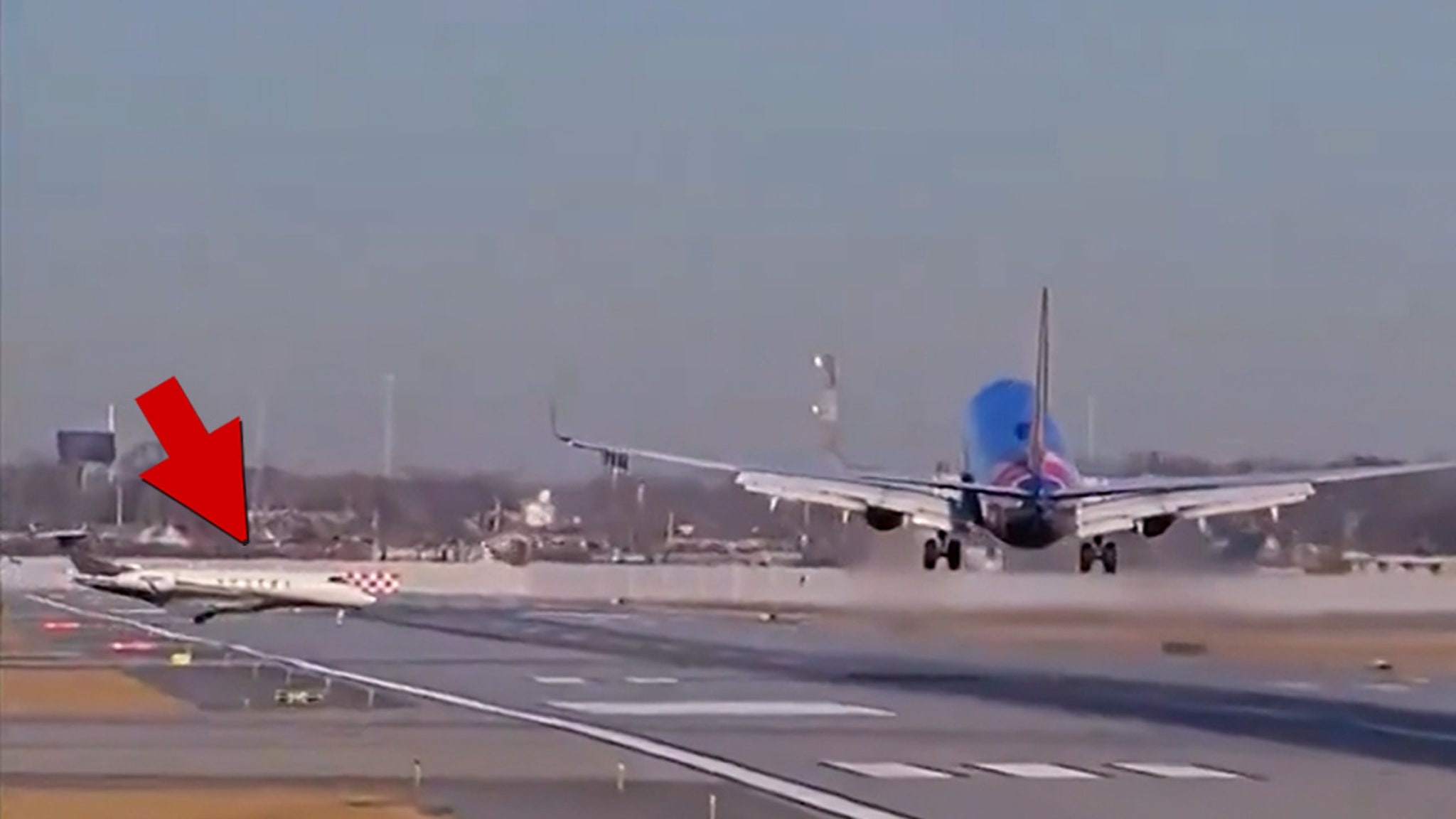 Southwest Plane Just Misses Hitting Private Jet on Airport Runway, on Video