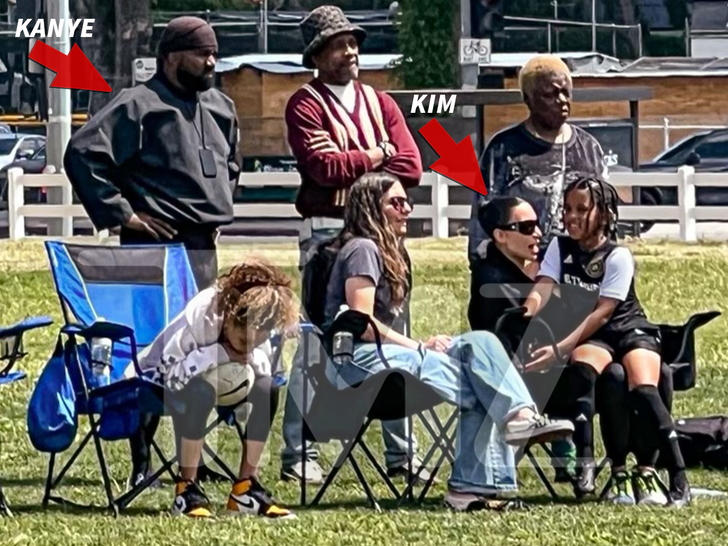 Kim & Kanye Continue to Co-Parent at Son Saint's Soccer Game