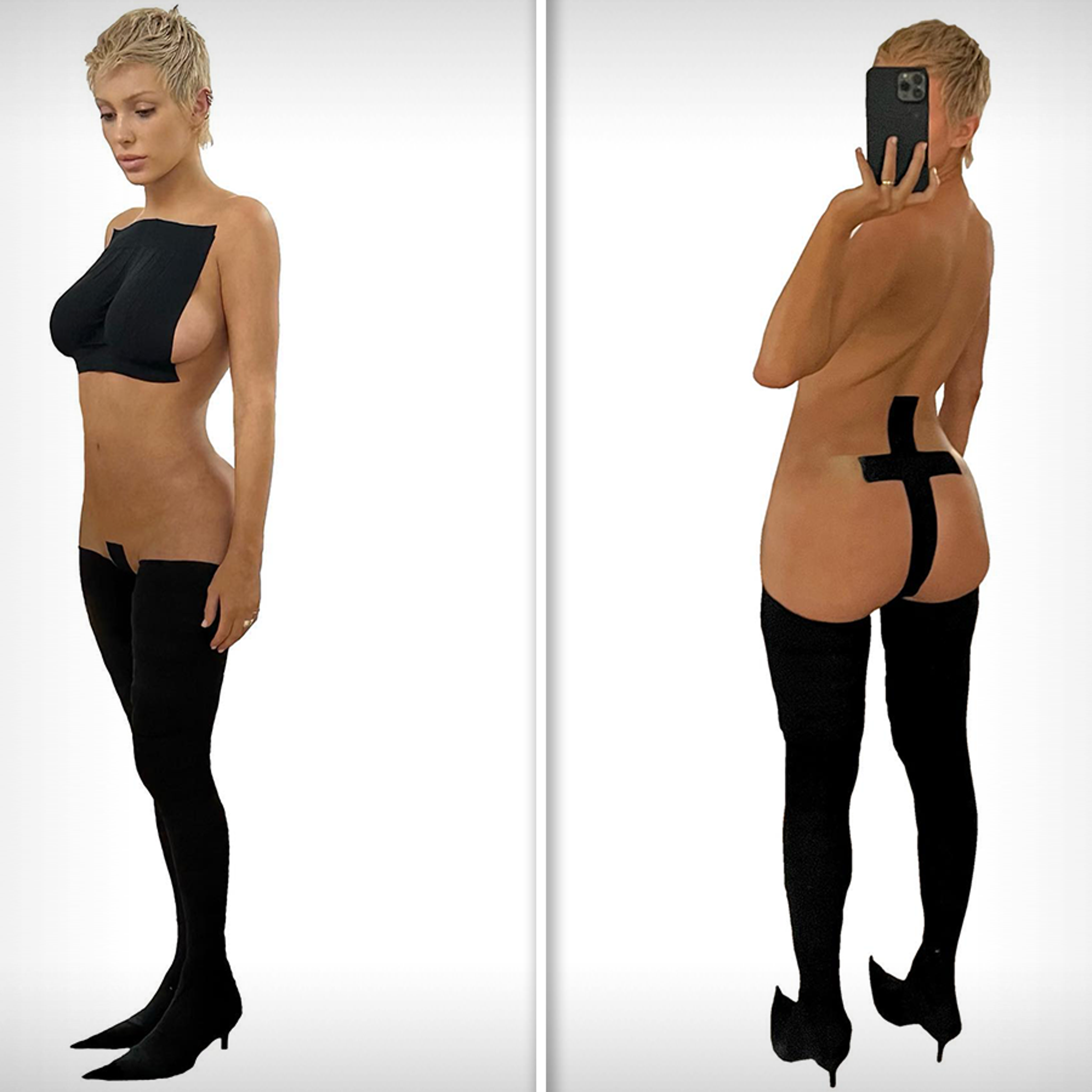 Kanye Wests Wife Bianca Censori Nearly Nude, Models New Fashion Line image