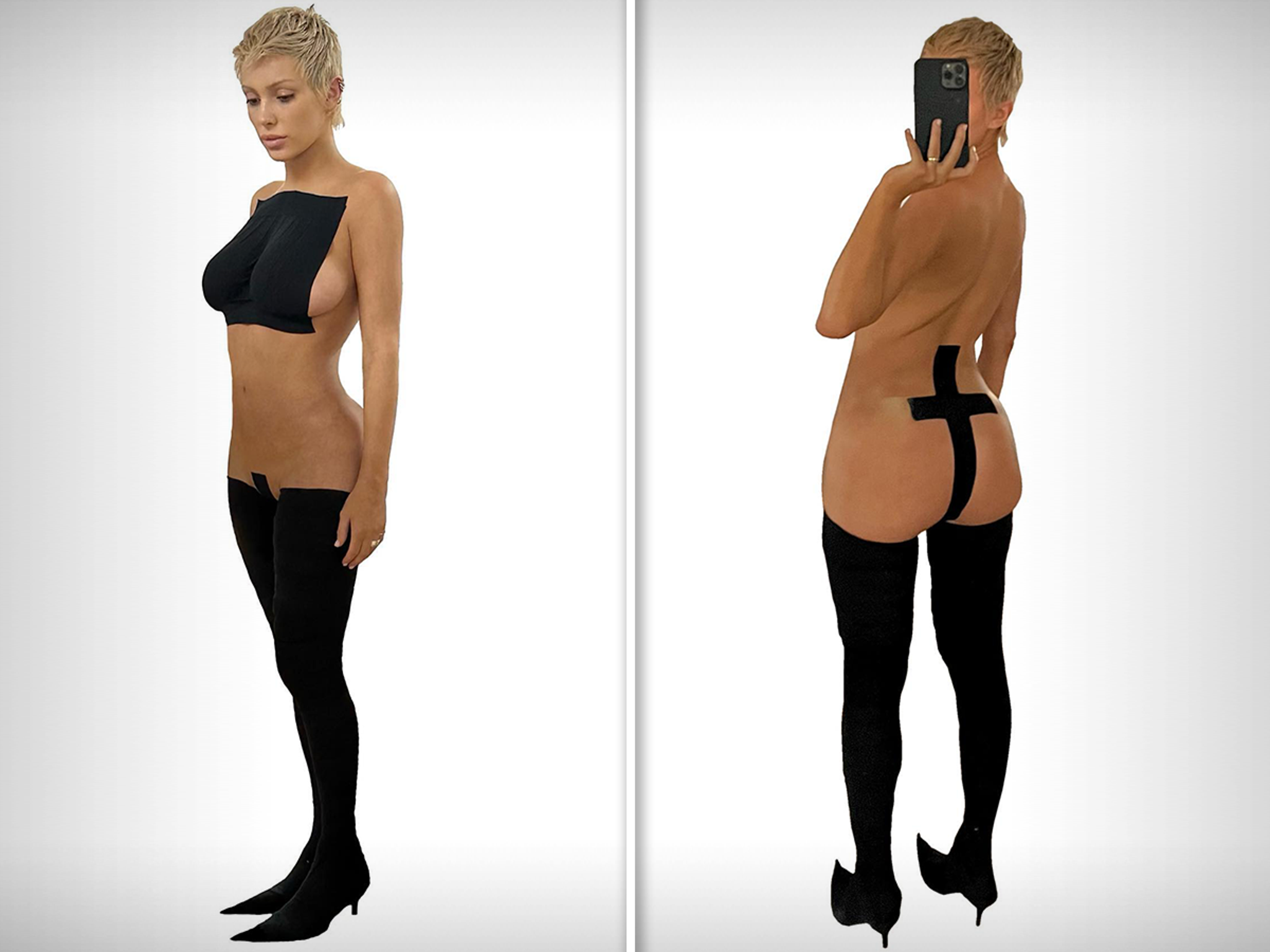 Kanye Wests Wife Bianca Censori Nearly Nude, Models New Fashion Line image