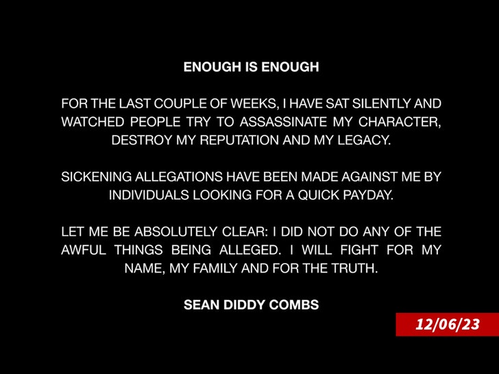 diddy apology