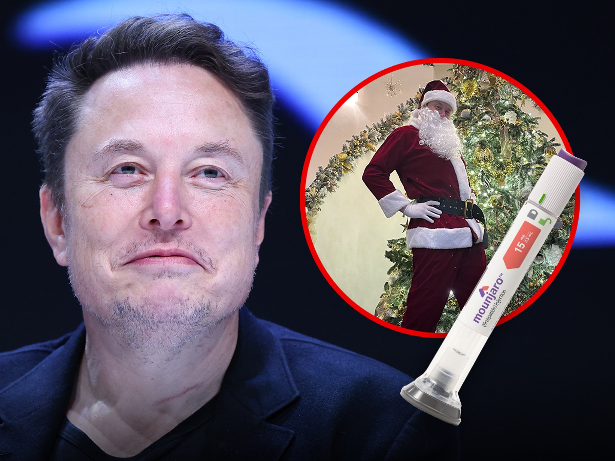 elon musk tirzepatide Elon Musk Shows Off Fresh Weight Loss in Slim Santa Pic, Credits Mounjaro