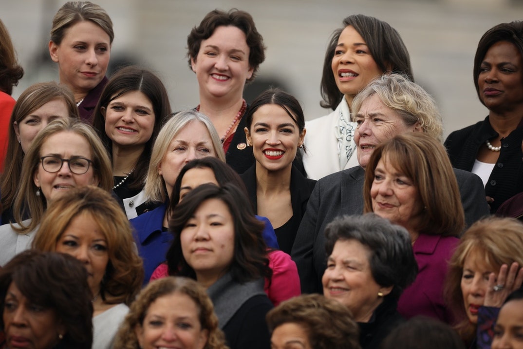 House Democratic women pose for a portrait in front of the U.S. Capitol January 04, 2019 in Washington, DC.