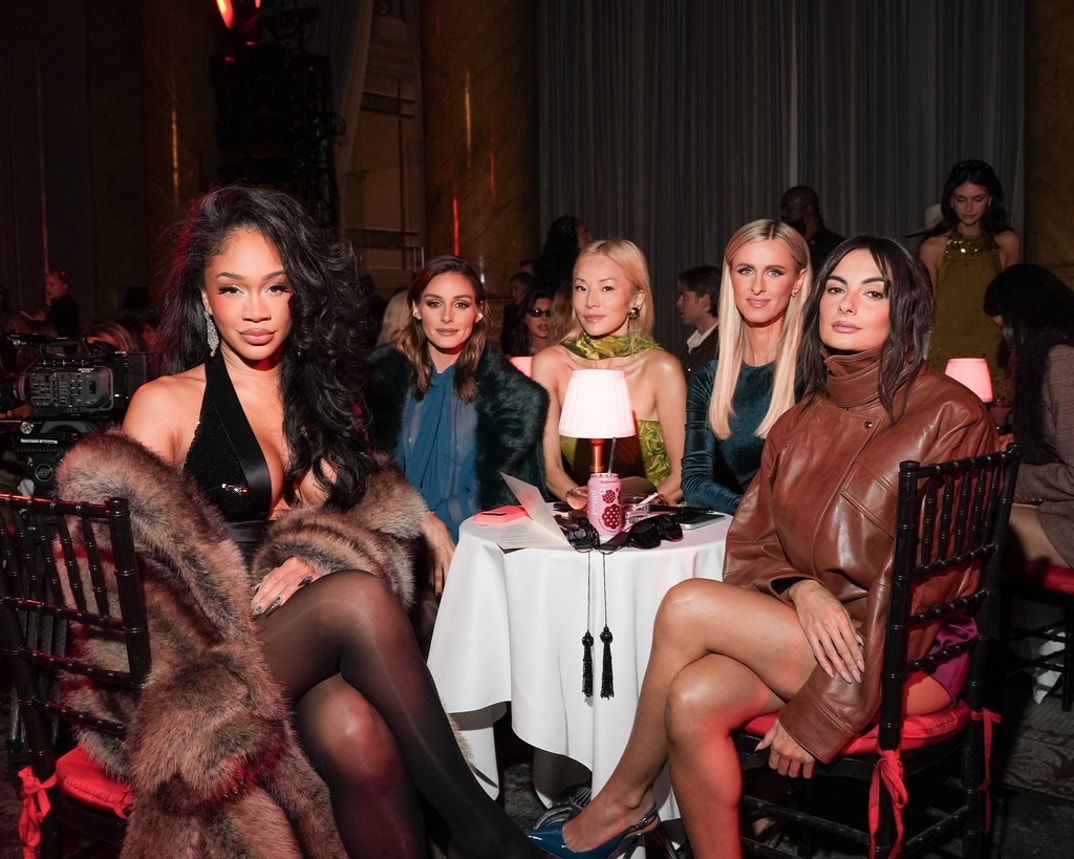 Saweetie, Olivia Palermo, Tina Leung, Nicky Hilton & Paige DeSorbo cozy up with poppi Raspberry Rose at the Retrofete Fall/Winter 2026 runway show during NYFW.