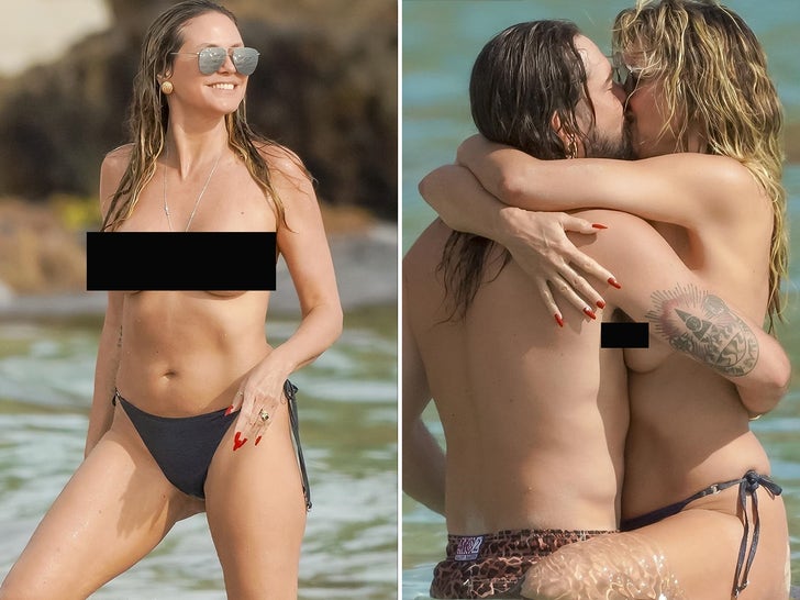 Topless Heidi Klum Packs on PDA With Tom Kaulitz on St. Barts Beach