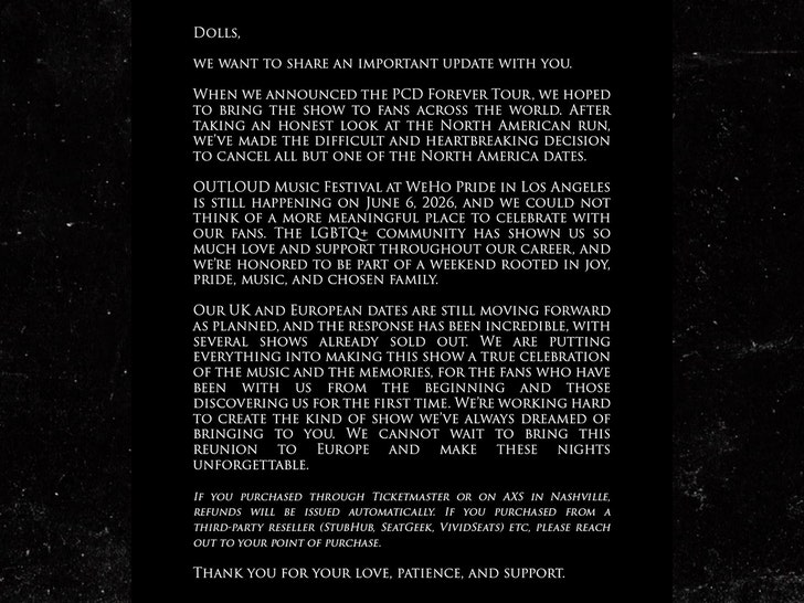 pussycat dolls tour canceled statement insta 1
