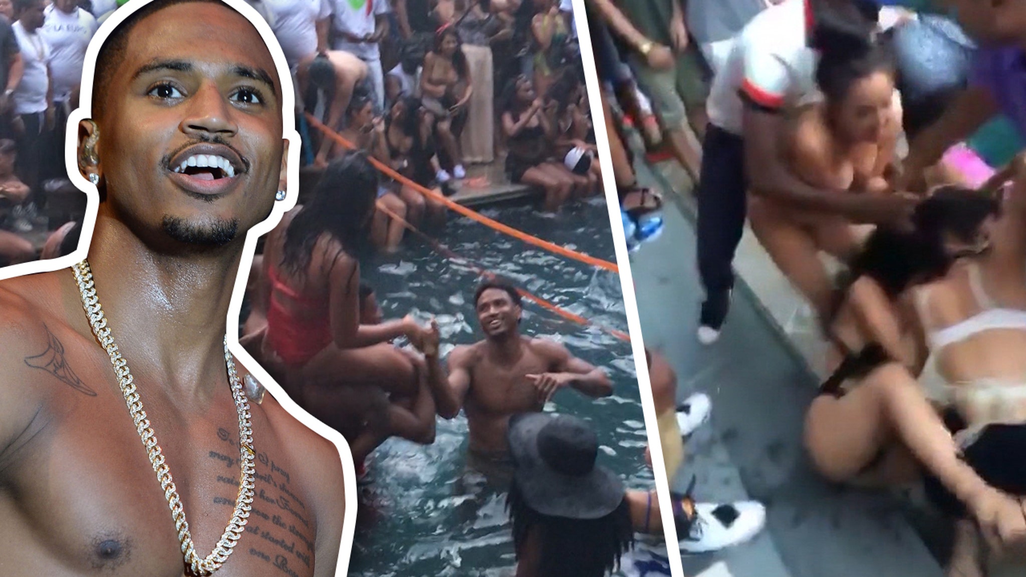 Trey Songz Throws A 700 Person Pool Party! 