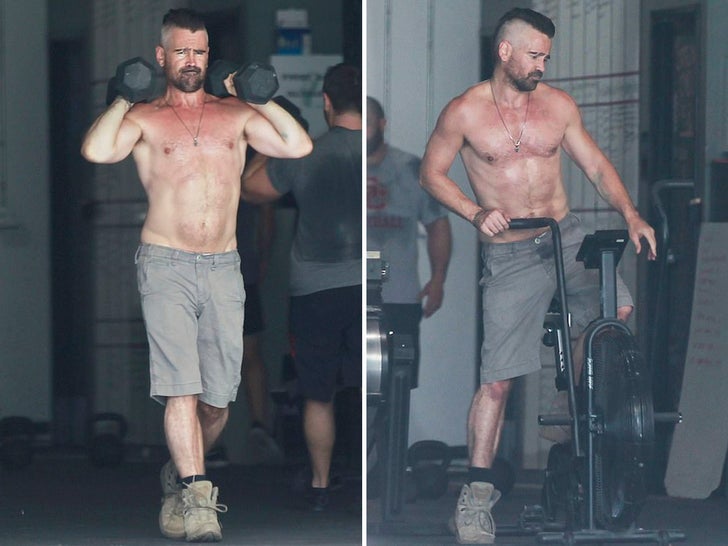 Colin Farrell's Shirtless Workout in Dad Shorts
