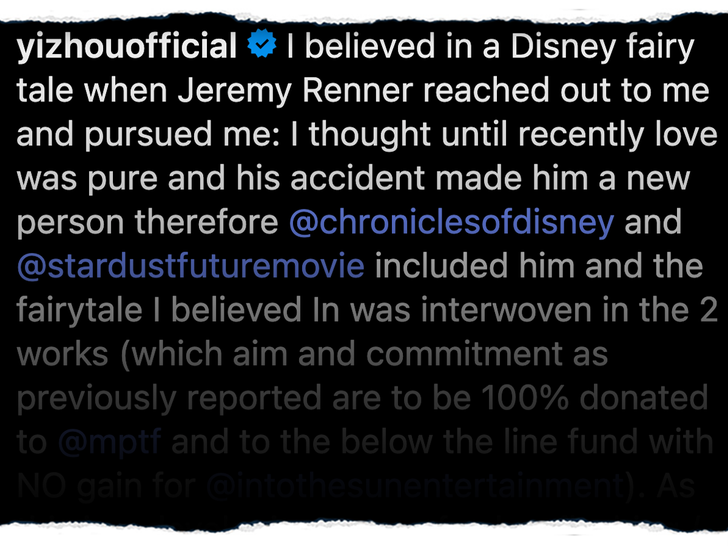 yi zhou jeremy renner launch insta