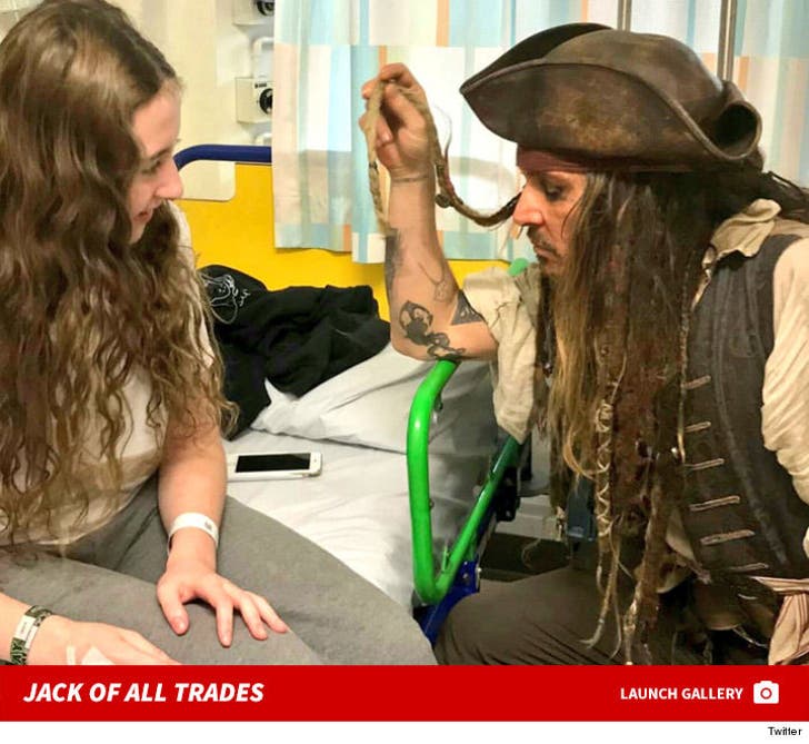 Johnny Depp Visits Children's Hospital as Jack Sparrow