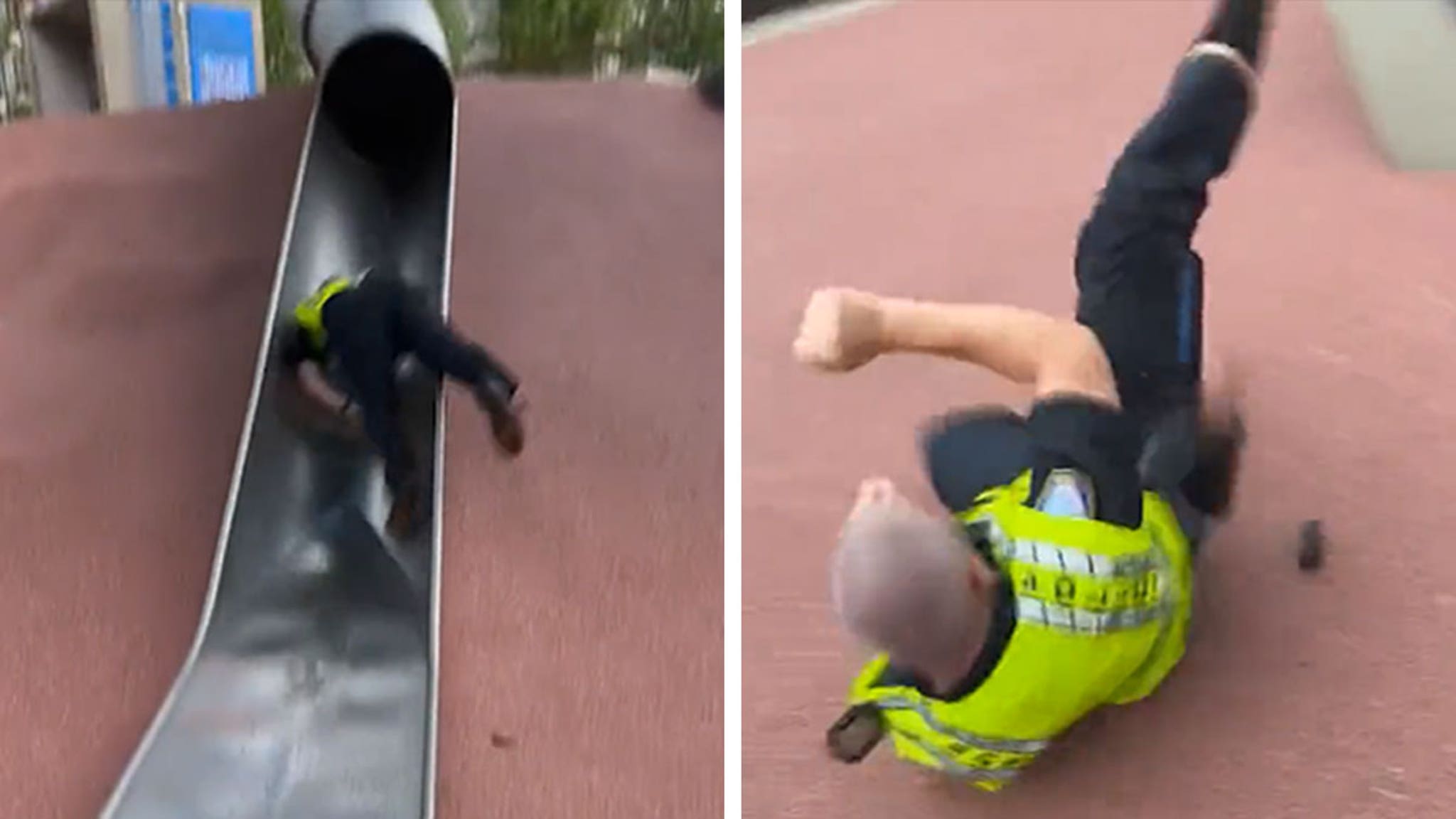 Boston Police Officer Injured Going Down Children’s Slide in Viral Video