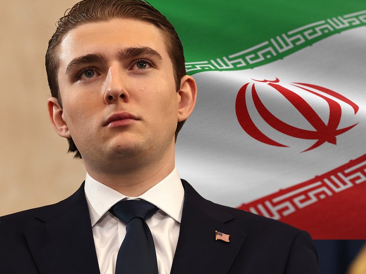 barron trump with an iranian flag getty