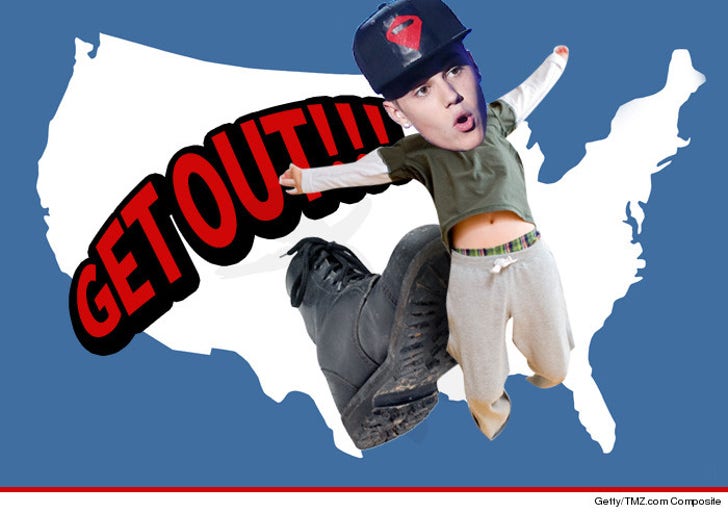 Justin Bieber -- Deportation Petition Goes To White House Obama :: 0129-justin-bieber-boot-getty-4