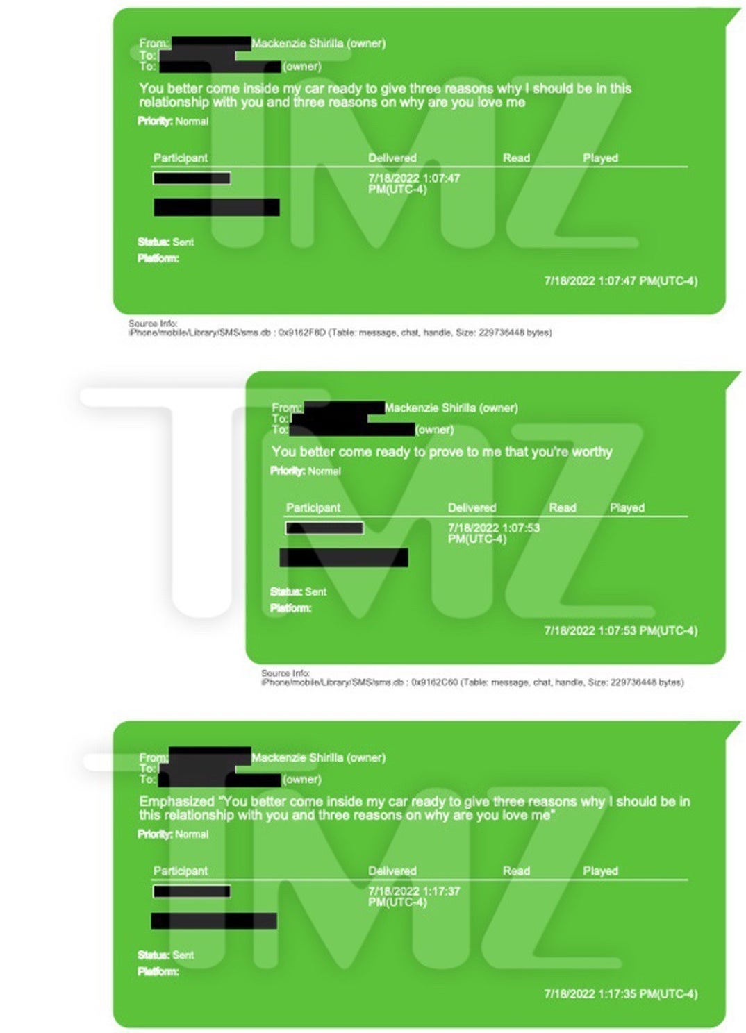 Mackenzie Shirilla Accusing Dominic Russo Texts 3